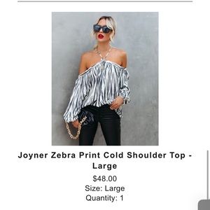 JOYNER ZEBRA TOP PRINT COLD SHOULDER
